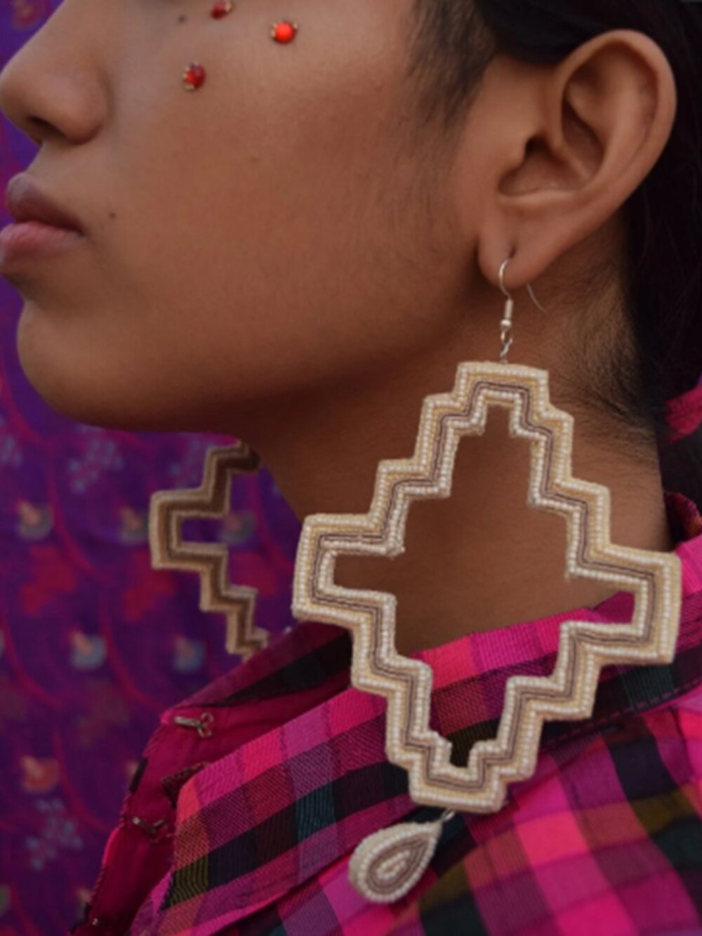 New Handcrafted Artisan Beaded Earrings "Tara" Design - 60% Off Sale